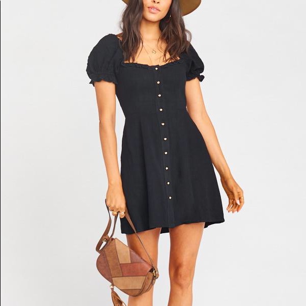 Show Me Your Mumu Black Mini Button Dress